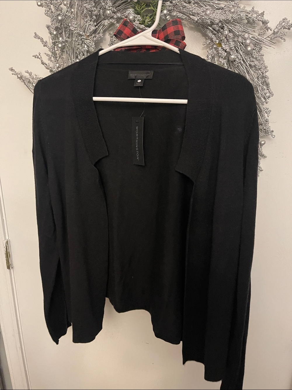 Worthington Black Open-Front Lightweight Women's Cardigan